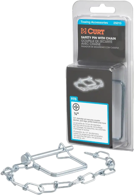 CURT Safety Pin With Chain 1/4" for PWC / Personal Watercraft | 25013 | 52-3030
