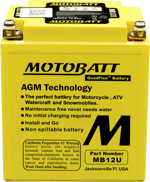 MOTOBATT Quadflex AGM Batteries for PWC / Personal Watercraft | MB12U | 491-1016