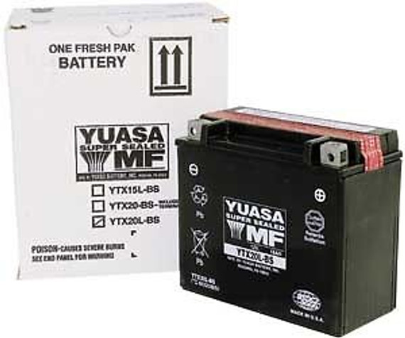 YUASA YTX20L-BS Battery Maintenance Free w/ Acid - YUAM420BS