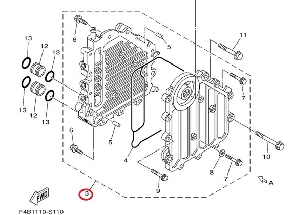 YAMAHA OEM Oil Cooler Assembly 6BH-13470-30-00