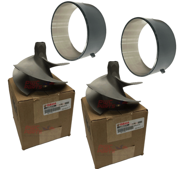Kit Includes:

1 × Yamaha OEM Impeller – Starboard (Part: 6GN-R1321-20-00)
1 × Yamaha OEM Impeller – Port (Part: 6GN-R1321-10-00)
2 × Yamaha OEM Stainless Steel Wear Ring / Sleeve (Part: 6GN-R1337-00-00)