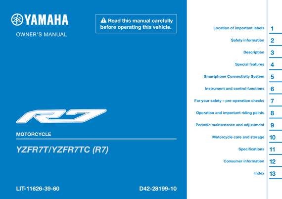 YAMAHA OEM Service Manual - 2026 YZF-R7 / 70TH ANNIVERSARY EDITION