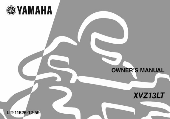 YAMAHA OEM Owner's Manual - 1999 ROYAL STAR TOUR DELUXE - LIT-11626-12-59 Models XVZ13LTL, XVZ13LTLC