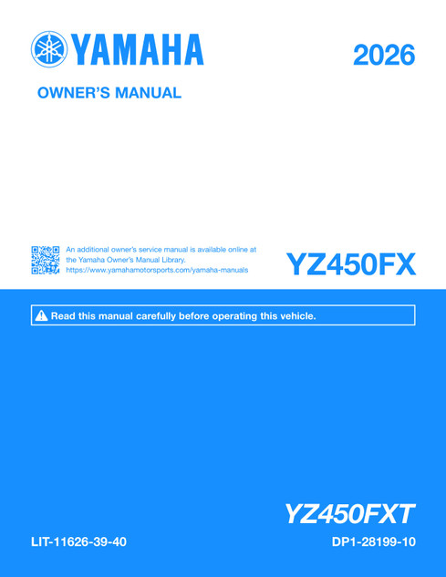 YAMAHA OEM Owner's Manual - 2026 YZ125X - LIT-11626-39-08 Models