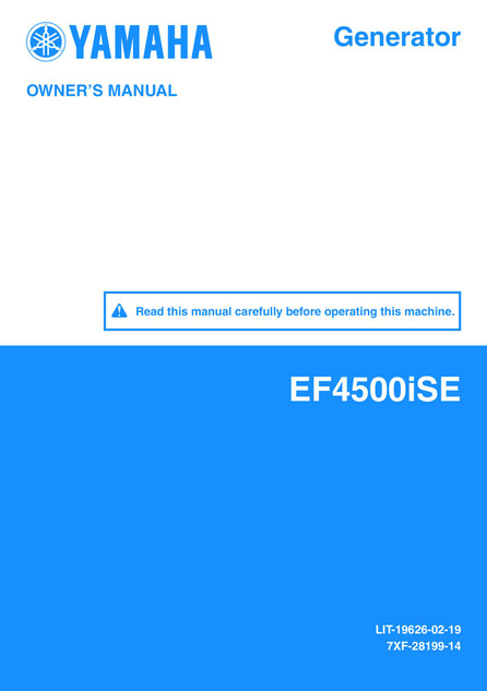 YAMAHA OEM Owner's Manual - EF45ISEX - LIT-19626-02-19 Models EF45ISEX