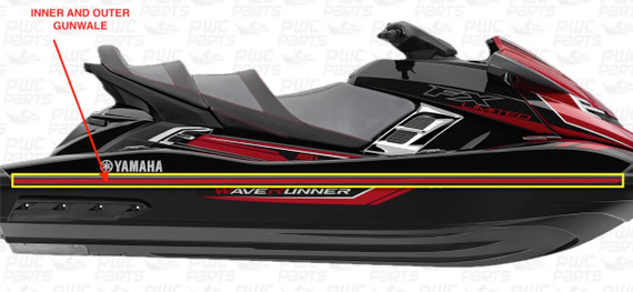YAMAHA OEM Gunwale Inner & Outer Bumper Insert Burgundy Red 2017-2018 FX-SVHO Limited F2S-U2519-80-00 F2S-U2512-10-00