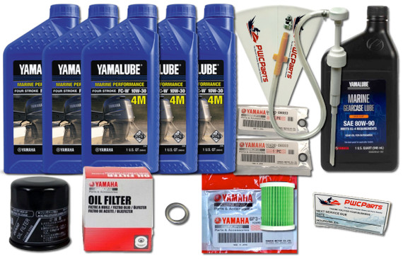 YAMAHA F150 Outboard Oil Change Kit 10W-30 4M Fuel Filter Gear Lube Maint Kit  LUB-MRNMR-KT-10