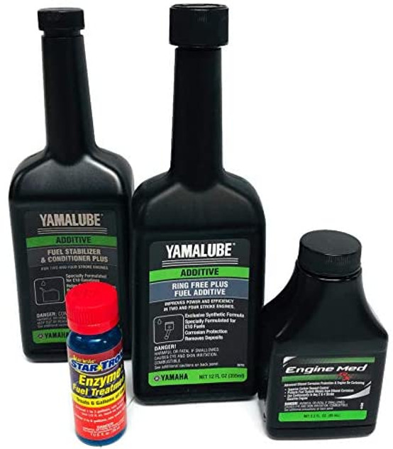 YAMAHA Yamalube Boat & Outboard Fuel Treatment Combo Kit - 1 - ACC-RNGFR-PL-12 Ring Free Plus Fuel Additive & 1- ACC-FSTAB-PL-12 Fuel Stabilizer Plus, 1- ACC-ENGIN-RX-04 Engine Med RX, Star-Tron 1 oz.
