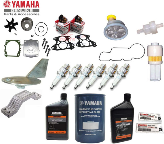 SENECA Marine Yamaha VZ200TLRB VZ200TLRA  Maintenance Kit Fuel Filter Gear Lube Water Pump Rebuild Trim VST Filter Gasket in-Line Trim Tab Anode Lower Unit Gear Lube & Gaskets Spark Plugs Power Trim Fluid