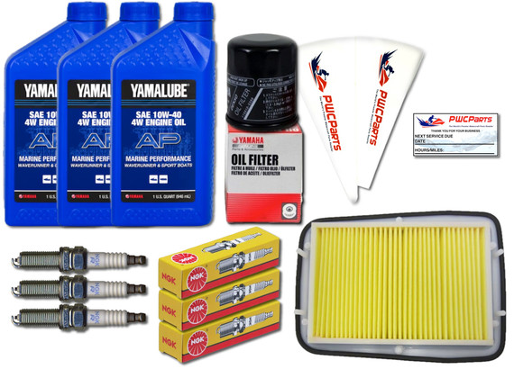 Yamaha 2005-2015 VX Sport Deluxe Cruiser VX110 Oil Change Maintenance Kit w/NGK Spark Plug CR9EB Set LUB-WTRCG-KT-00 & OEM 6D3-14451-00-00 Air Filter