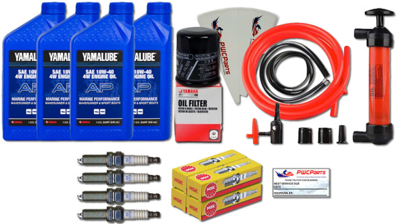 YAMAHA 19' BOAT Oil Change Kit w/Deluxe Oil Extractor Pump AR190 AR192 SX190 SX192 FSH190 FSH Sport Deluxe NGK Plugs