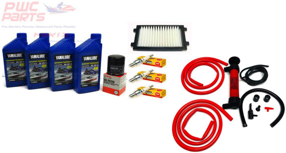 YAMAHA 2016+ TR-1 VX Cruiser Deluxe Oil Change Maintenance Kit w/NGK Spark Plugs & PWCParts Replacement 6EY-14451-00-00 Air Filter & Deluxe Oil Extractor Pump