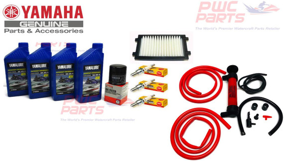 YAMAHA 2016+ TR-1 VX Cruiser Deluxe OEM Oil Change Maintenance Kit w/NGK Spark Plugs, OEM Replacement Air Filter & Deluxe Oil Extractor Pump