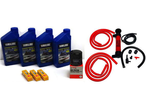 YAMAHA 2016 2017 2018 2019 2020 2021 2022 2023 VX/Deluxe/Cruiser/Sport TR-1 Oil Change Kit w/NGK Spark Plugs & Deluxe Oil Fluid Extractor Pump