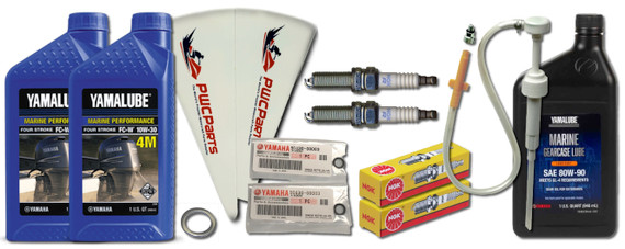 YAMAHA 2015+ F8L F8"L" Oil Change 10W30 FC 4M Lower Unit Gear Lube Gaskets Spark Plug NGK BR6HS-10 Maintenance Kit