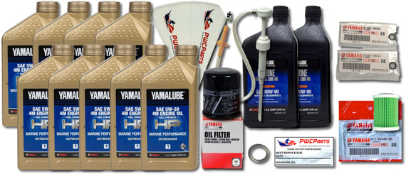 YAMAHA OEM XTO 425 XF425 V8 5.6L Outboard 05W30 4M Full Synthetic Oil Change Kit Engine Drain Gasket Lower Unit Gear Case HD Lube w/Drain Fill Gaskets Fuel Filter Maintenance Kit N26-13440-02-00