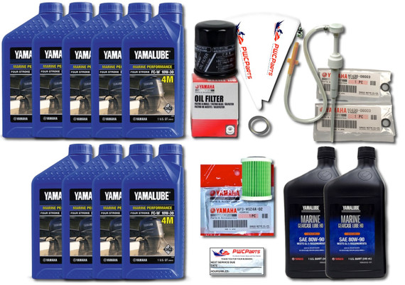 YAMAHA OEM XTO 425 XF425 V8 5.6L Outboard Oil Change Lower Unit HD Gear Case Lube Kit Drain Fill Gaskets Primary Fuel Filter Maintenance Kit