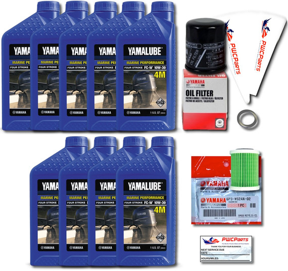 YAMAHA OEM XTO 425 XF425 V8 5.6L Outboard Oil Change Kit Primary Fuel Filter Engine Drain Gasket 10W30 FC 4M N26-13440-02-00