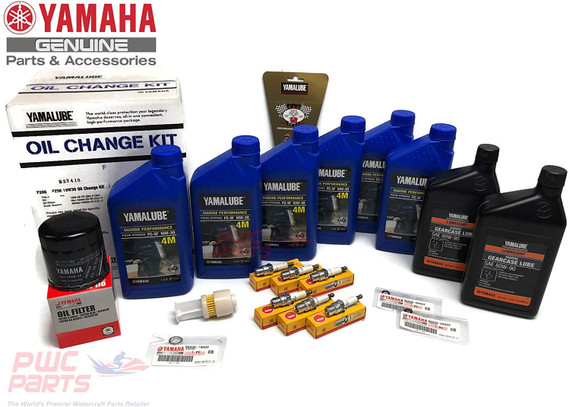 YAMAHA OEM 2002-2005 F200 3.3L V6 Outboard Oil Change 10W30 FC 4M Lower Unit Gear Lube Drain Fill Gaskets NGK Spark Plugs LFR5A-11 Fuel Filter Maintenance Kit