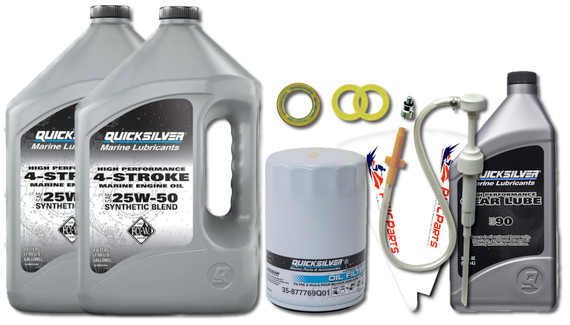 MERCURY VERADO Quicksilver Oil Change Kit w / Lower Unit Hi-Performance Gear Lube & Gaskets L6 200/225/250/275/300/350/400 / 400R Models