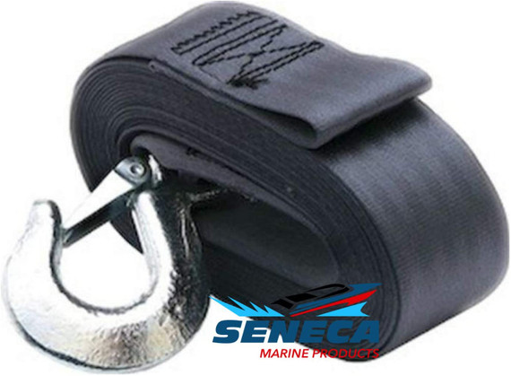 SENECA Marine Boat Winch Replacement Strap 2 Inch Wide x 20 Feet Wide, Heavy Duty Polyester Strap Plating Snap Hook 4500lb Break Strength