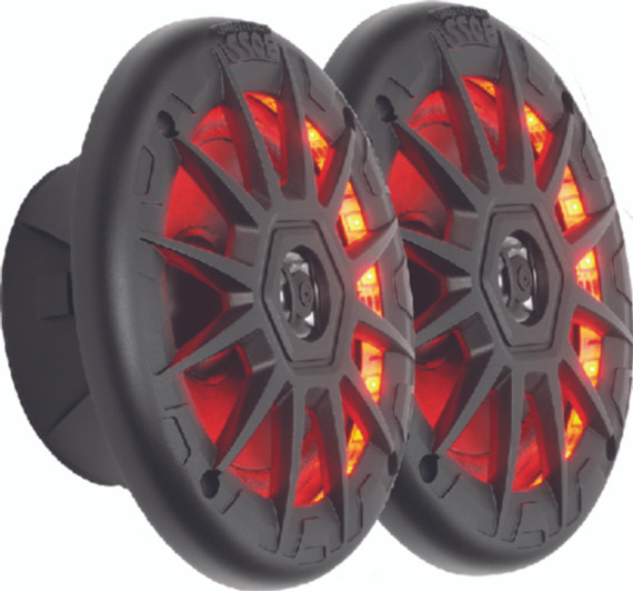 Boss 5-1/4" 2 Way Weatherproof LED Marine Full Range Speakers Black 1 Pair