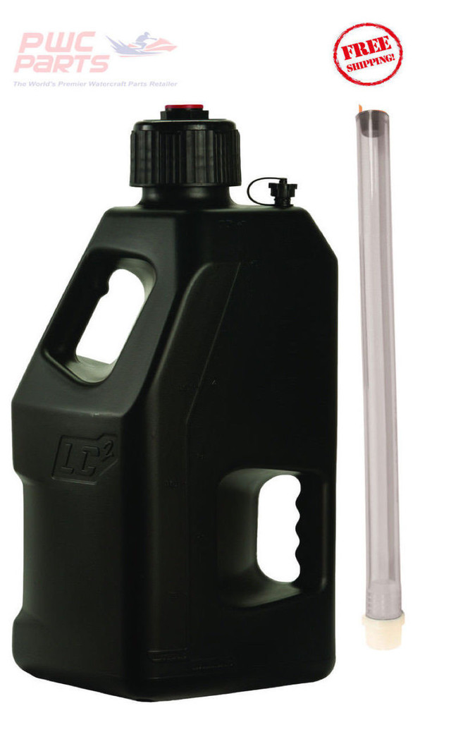 LC2 Fuel Jug w/ Hose Cap Container Fly Racing BLACK ATV MX PWC 5 Gallon