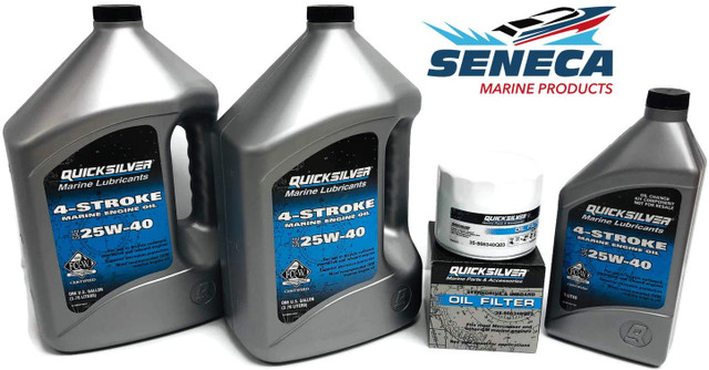 MERCRUISER 496 Mag / HO 2001-2017 496 / 8.1L V8 Quicksilver Performance 25W40 Synthetic Blend Oil Change Kit w / Oil Filter 866340Q03
