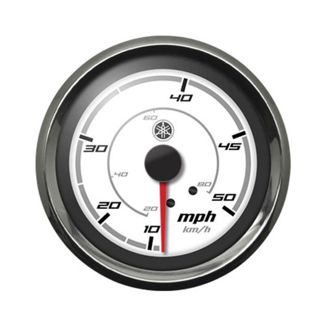 Yamaha Sport Series Analog Speedometer (0-50 MPH) White Face with Chrome Bezel N80-8351A-00-00
