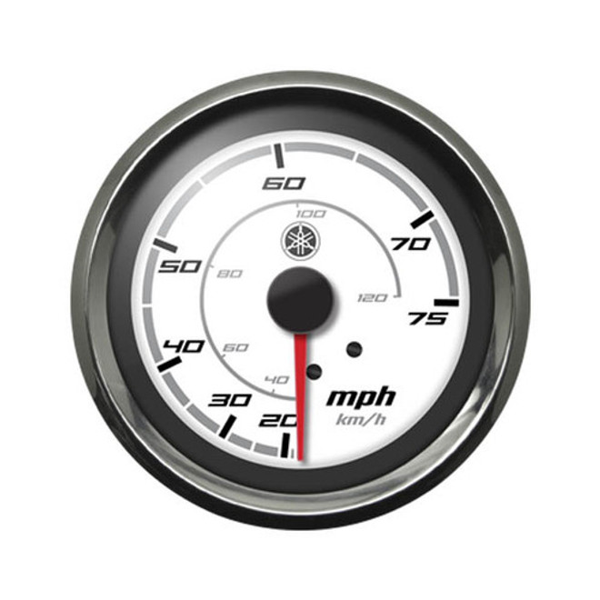 Yamaha Sport Series Analog Speedometer (0-75 MPH) White Face with Chrome Bezel N80-83510-00-00