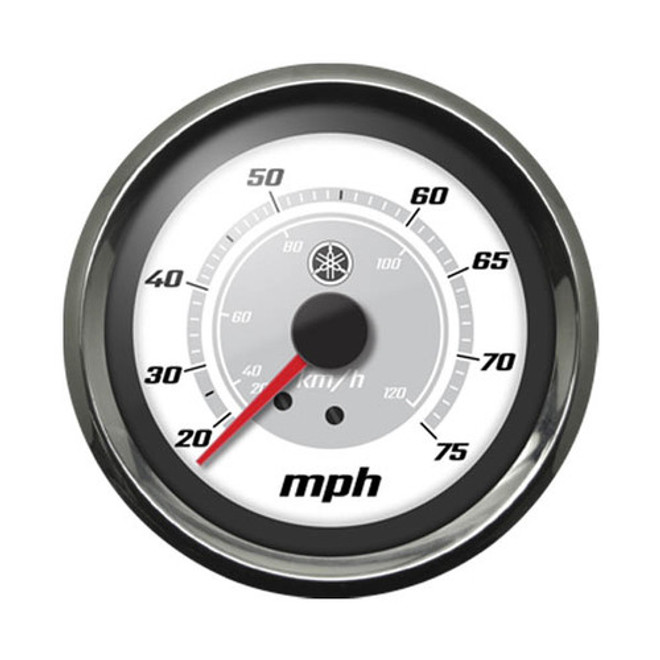 Yamaha Classic Series Analog Speedometer (0-75 MPH) White Face with Chrome Bezel N80-83510-40-00