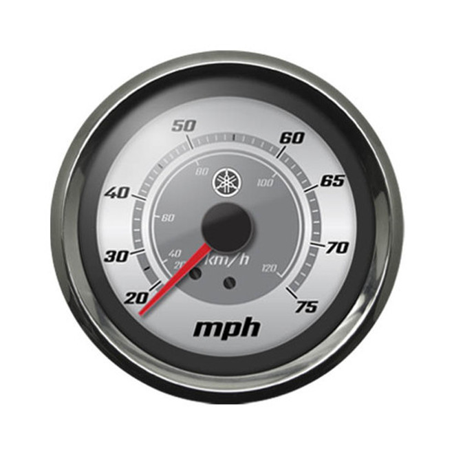 Yamaha Classic Series Analog Speedometer (0-75 MPH) Silver Face with Chrome Bezel N80-83510-50-00