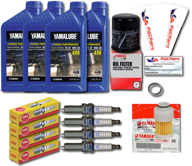 YAMAHA 2000-2005 F115 Oil Change Gasket Spark Plugs Maintenance Kit Fuel Filter