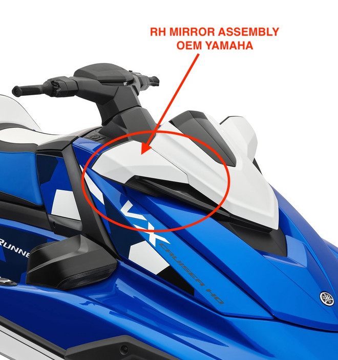 YAMAHA OEM Rear View Mirror Assembly RH Starboard Side for BLUE