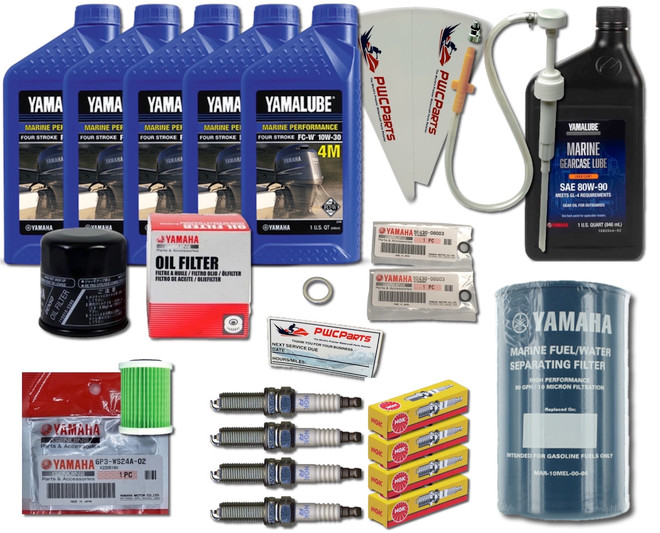 YAMAHA 2006+ F150 F150B F150XB Oil Change Gear Lube Gasket Spark Plugs Fuel Water Separator Fuel Filter Maintenance Kit
