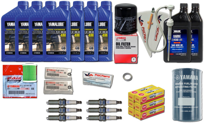 Outboard Maintenance Service Oil Change with Fuel Separator Filter and HD Gear Lube Service Kit Fits YAMAHA 4.2L V6 F300 F250 F225