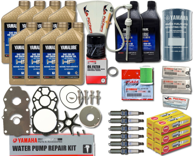 YAMAHA VF200 VF225 VF250 LA/LB 4.2L VMAX SHO Maintenance Oil Change Kit Water Pump Rebuild Repair Kit Spark Plugs Gear Lube HD Pump Fuel Filter