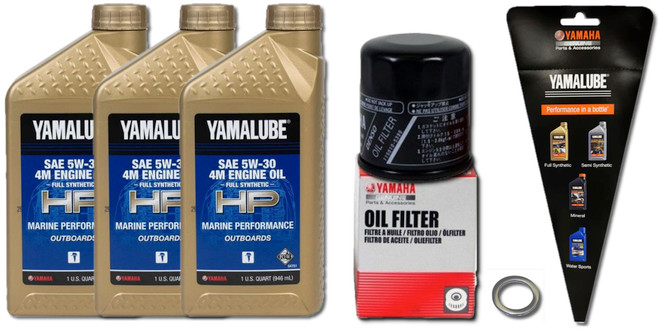 YAMAHA OEM 2010+ F70LA Outboard Full Synthetic Oil Change Kit 3 Qt 05W30 4M 5GH-13440-60-00 Filter