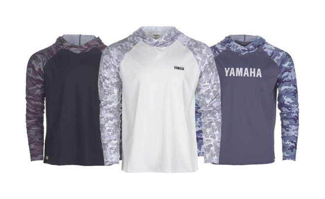 YAMAHA Unisex Lightweight Camo Cool Hoodie BLACK WHITE BLUE WTC-24CH