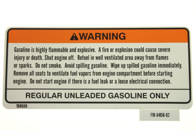 YAMAHA OEM Warning Label (Fuel) F1B-U415B-02-00
