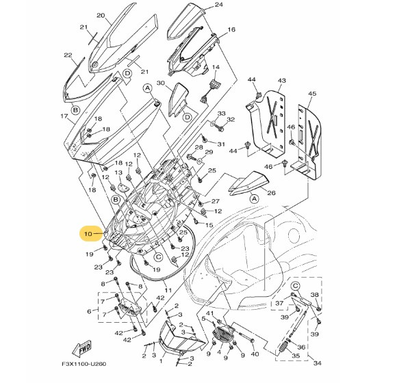 YAMAHA OEM Engine Hatch Inner F3X-U519G-00-00
