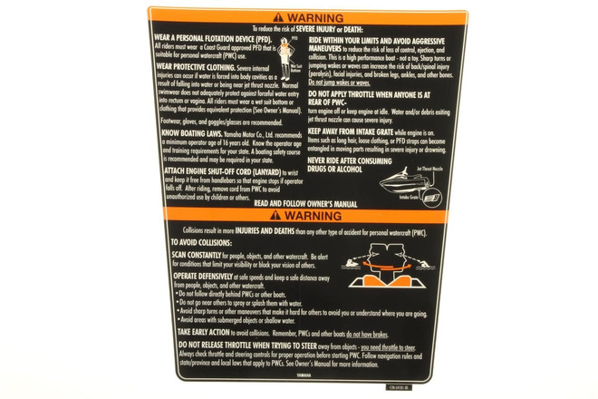 YAMAHA OEM Warning Label Uniform 1 F2N-U41B1-00-00