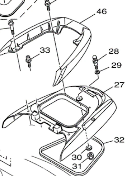 YAMAHA FZR Rear Seat Conversion for Adding to FX - Base and Grab Bar, Hardware
