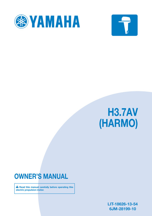 YAMAHA OEM Owner's Manual - H3.7 AV (HARMO) (MFG 2022) - LIT-18626-13-54 Models Harmo, 3.7 kw, 9.9