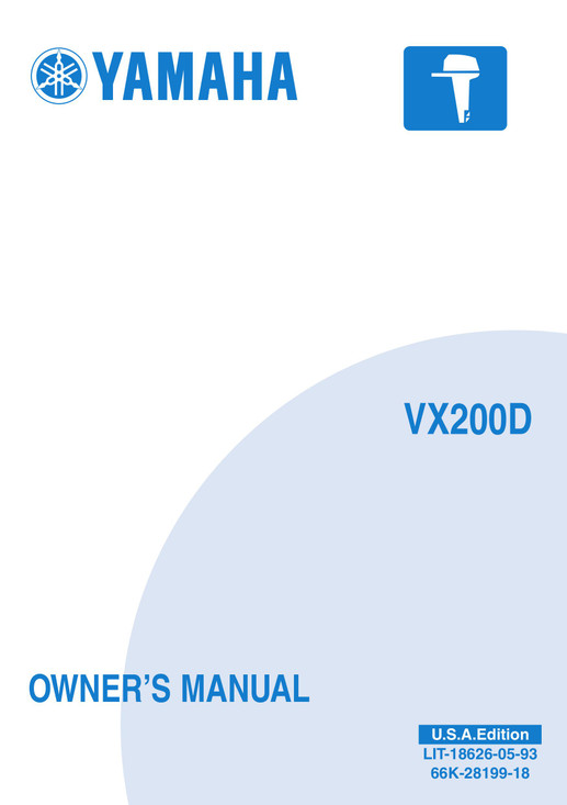 YAMAHA OEM Owner's Manual 2005 - VX200TLRD - LIT-18626-05-93 Models MVX200TLR, V6 3.1L EFI, VX200TLRD