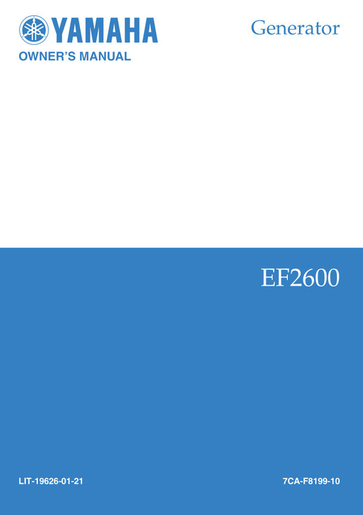 YAMAHA OEM Owner's Manual - EF2600 - LIT-19626-01-21 Models EF2600, EF2600C