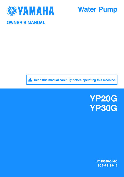YAMAHA OEM Owner's Manual - YP20G / YP30G - LIT-19626-01-90 Models YP20G, YP30G