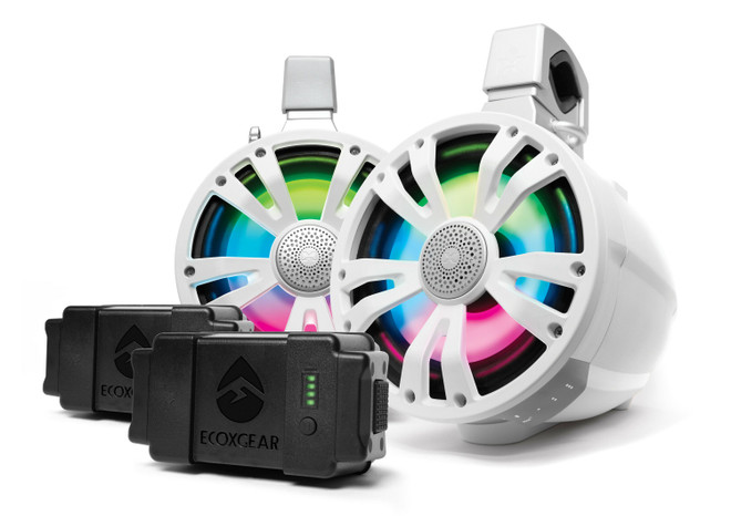 ECOXGEAR ETB08 Amplified Tower Speakers 8", White, carbon fiber for PWC / Personal Watercraft | SEI-ETAMPBAT7708 | 63-9229