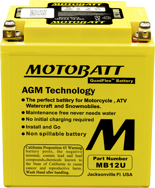 MOTOBATT Quadflex AGM Batteries for PWC / Personal Watercraft | MB12U | 491-1016