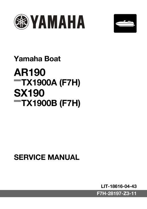 YAMAHA OEM Service Manual MY2024-2026 - AR190/ SX190 - LIT-18616-04-43 Models TX1900B-AAP, TX1900B-AAG, TX1900B-ABP, TX1900B-ABG, TX1900A-AAP, TX1900A-AAG, TX1900A-ABP, TX1900A-A BG, TX1900A-BAG, TX1900A-BAP, TX1900A-BBP